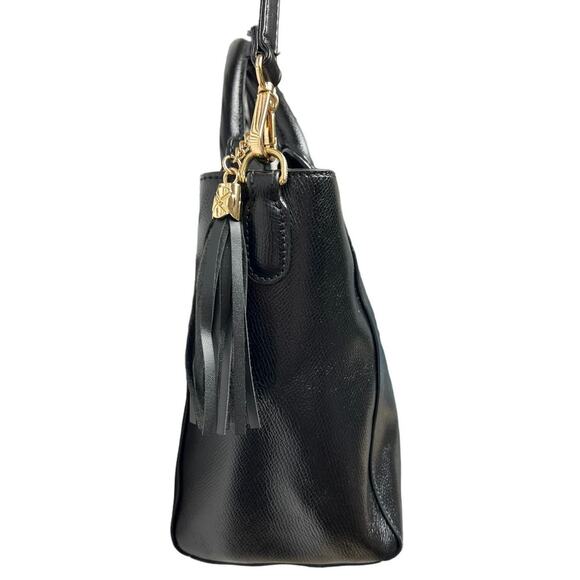 Vera Bradley Black Leather Morgan Satchel Adjustable Convertible Shoulder Strap - Picture 5 of 9